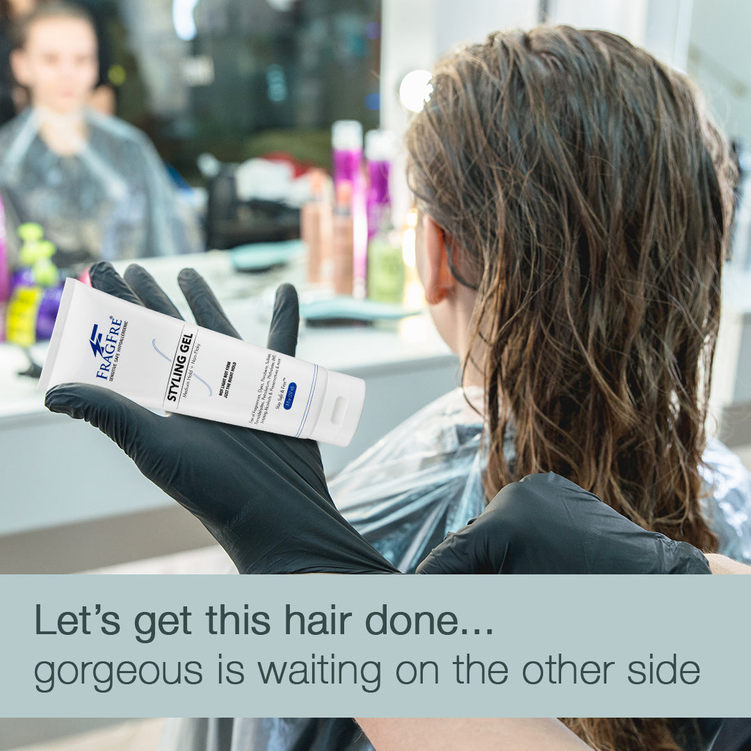 FRAGFRE Hair Styling Gel Medium Hold 8 oz - Hair Gel for Sensitive Skin - Fragrance Free Paraben Free Hypoallergenic - Gluten Free Vegan Cruelty Free