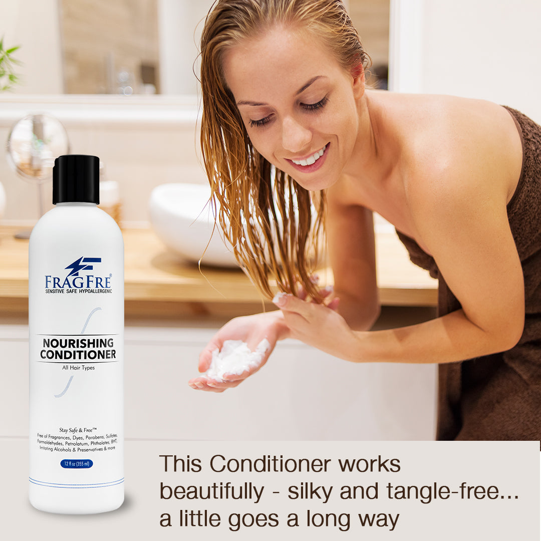 FRAGFRE Hair Conditioner 12/8 oz - Hypoallergenic Deep Conditioner for Sensitive Skin - Gluten Free Vegan Cruelty Free - Normal Treated or Fragile Hairs