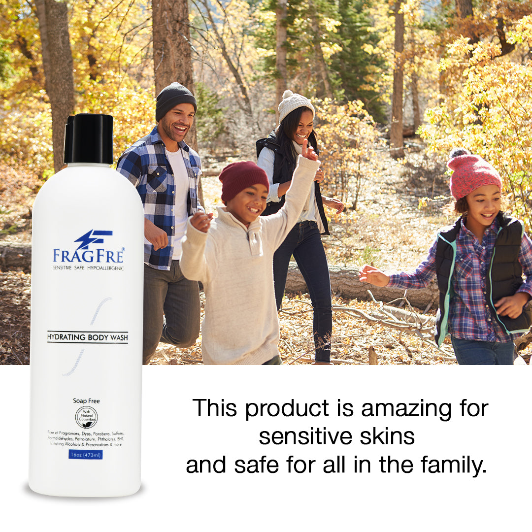 FRAGFRE Skin Care Set for Sensitive Skin - Shampoo-Conditioner-Body Wash-Moisturizer - Hypoallergenic Sulfate Free Fragrance Free - Vegan Gluten Free