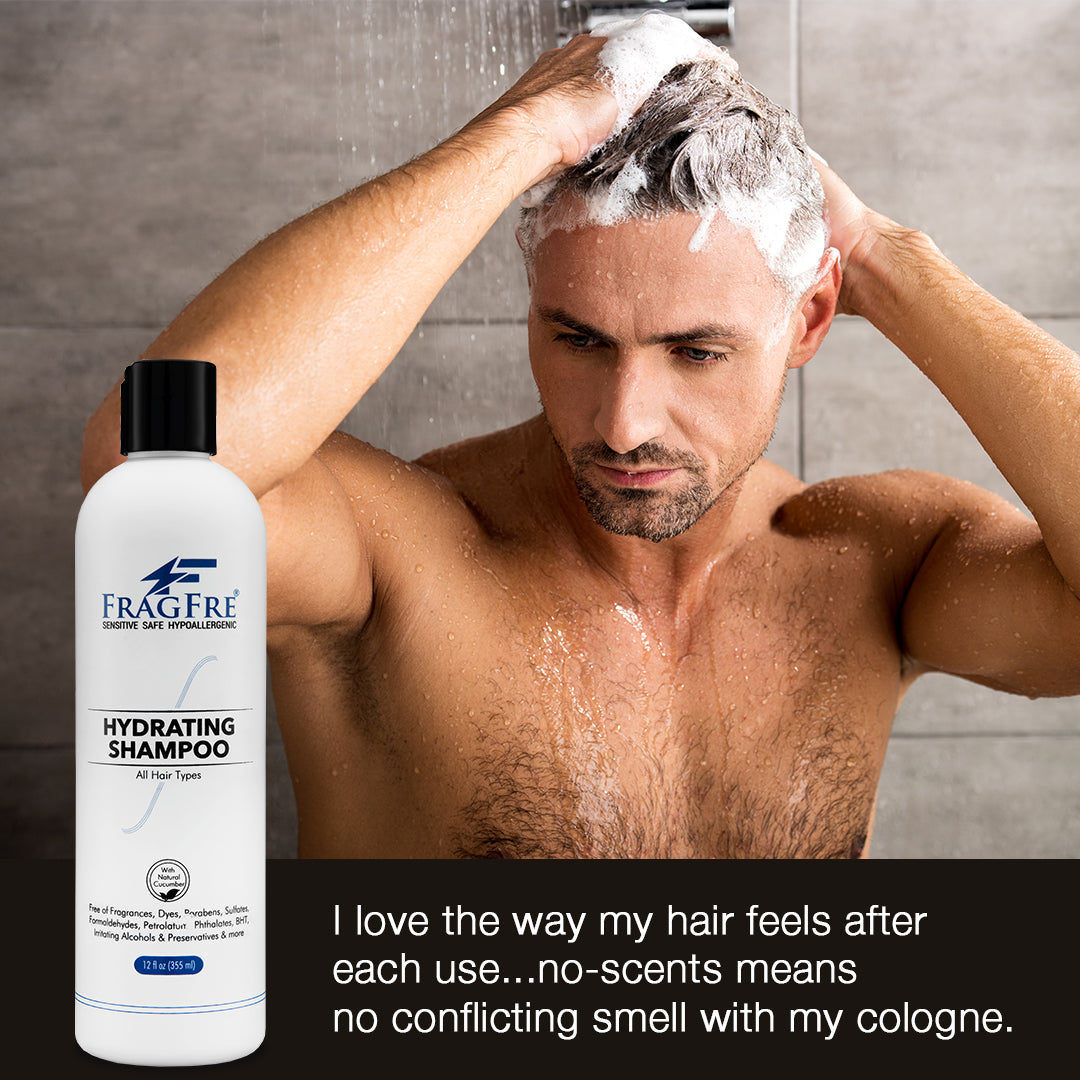 FRAGFRE Hydrating Shampoo 12/8 oz - Hypoallergenic Sulfate Free Shampoo for Sensitive Skin - Vegan Gluten/Cruelty Free Color Safe - Natural Cucumber